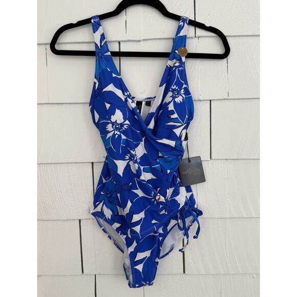 Nip Tuck Swim 6 One Piece Amanda Forget Me Not Swimsuit Multi-Fit Cup Blue White - Picture 1 of 10